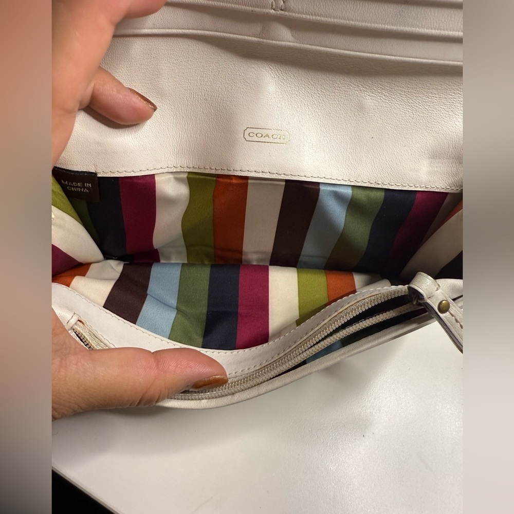 Coach Signature Patchwork Jacquard 65th Anniversary Trifold Wallet White Leather - Picture 5 of 15